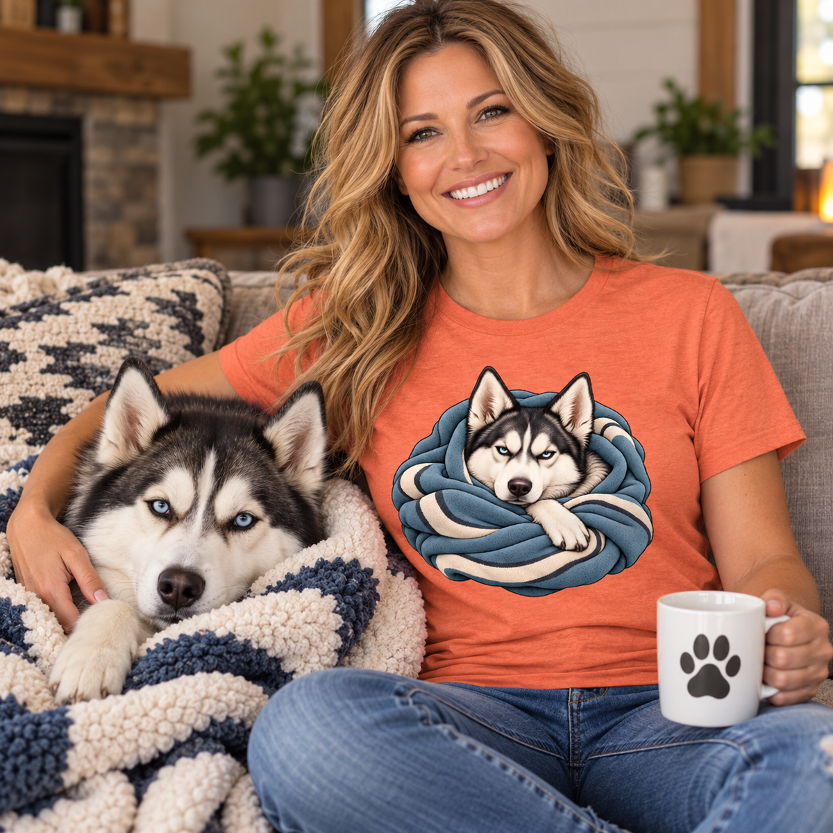 Husky Blanket Burrito T-Shirt