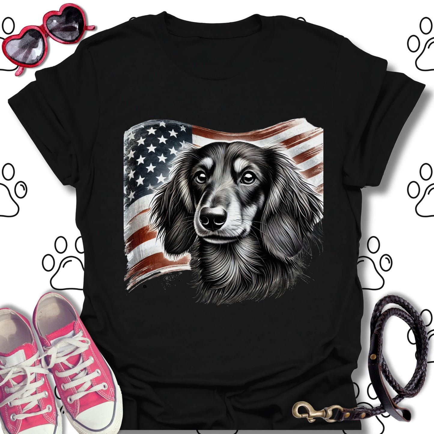 Dachshund American Flag T-Shirt