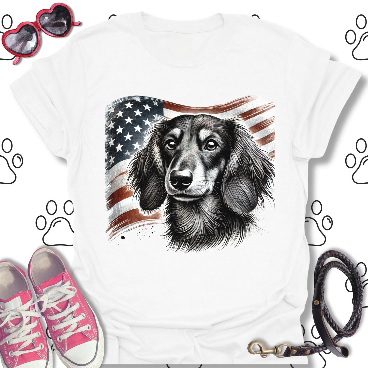 Dachshund American Flag T-Shirt