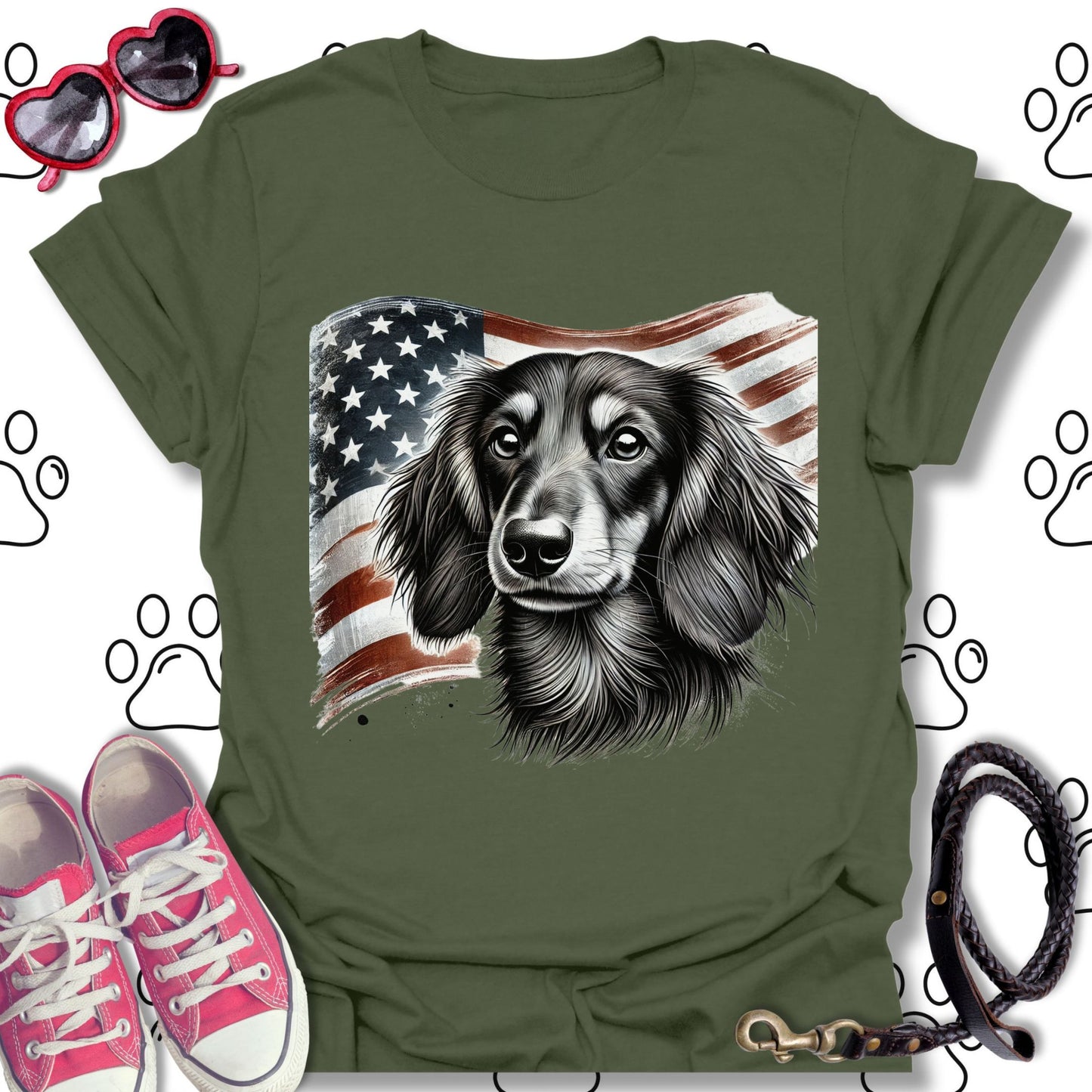 Dachshund American Flag T-Shirt