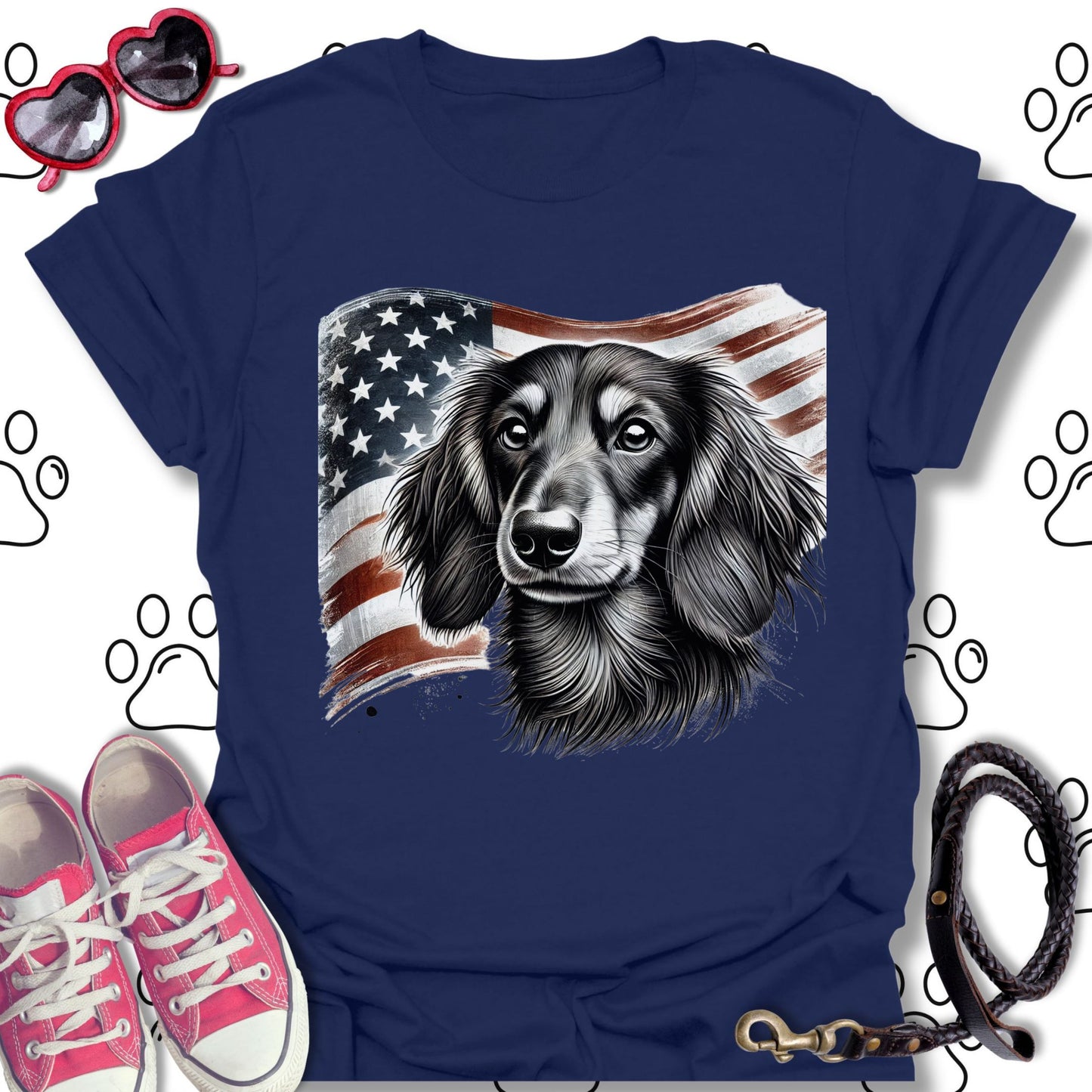 Dachshund American Flag T-Shirt