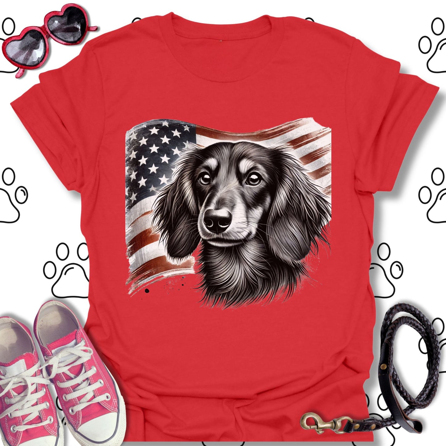 Dachshund American Flag T-Shirt