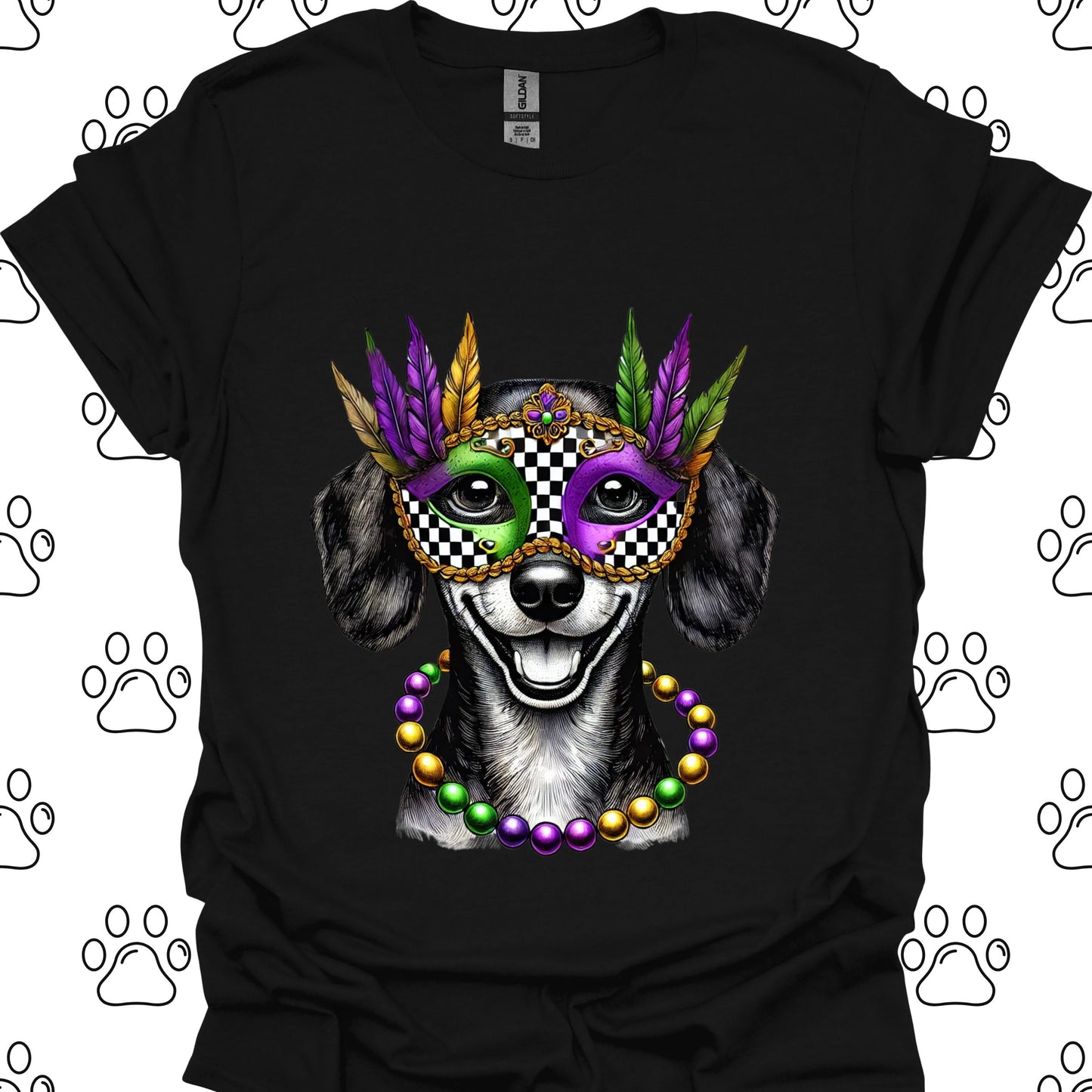 Dachshund Mardi Gras Mask T-Shirt