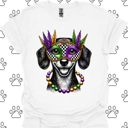 Dachshund Mardi Gras Mask T-Shirt