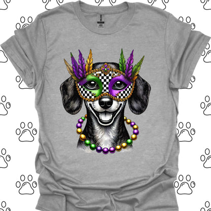 Dachshund Mardi Gras Mask T-Shirt