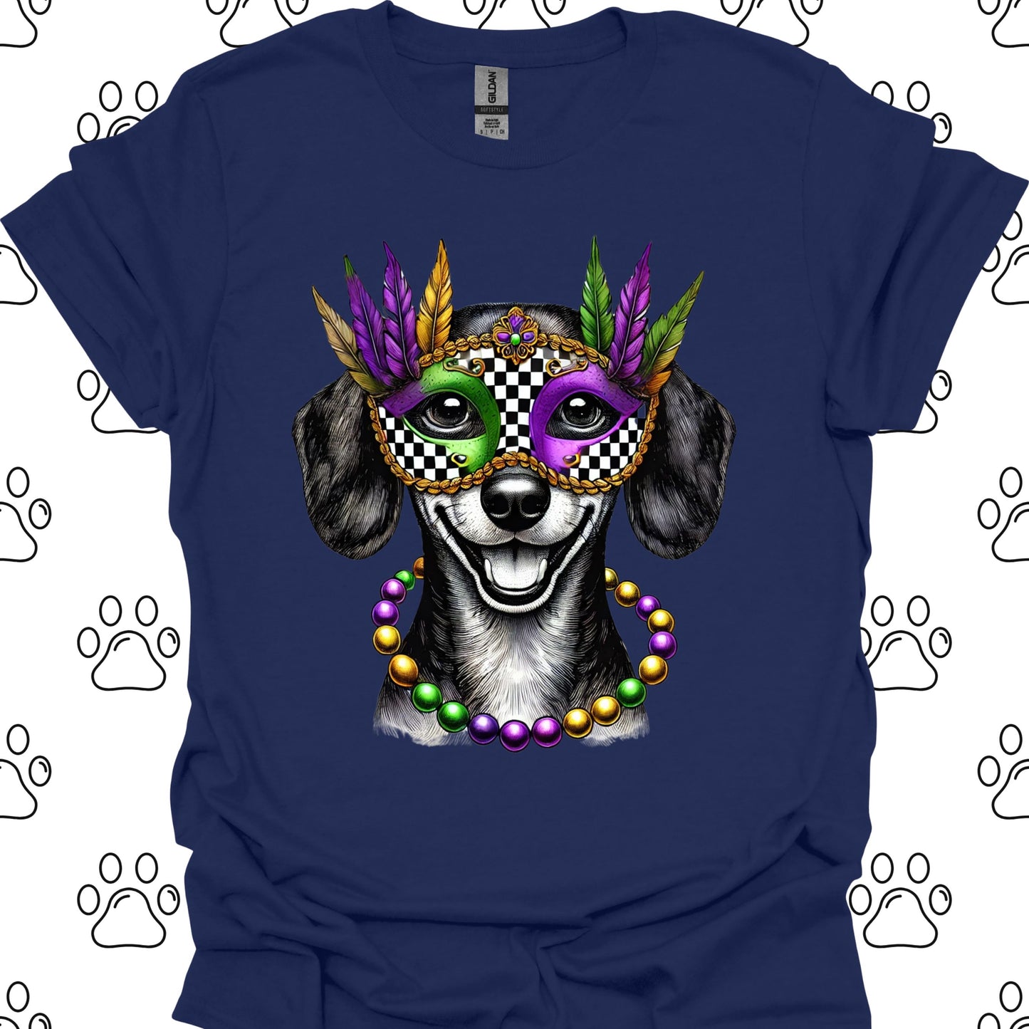 Dachshund Mardi Gras Mask T-Shirt