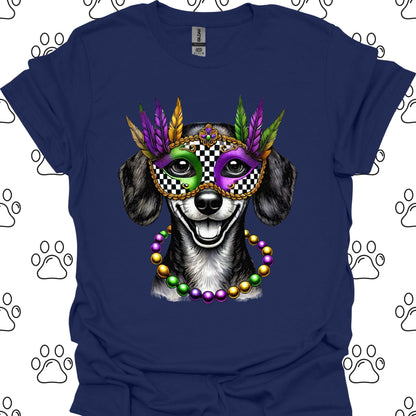 Dachshund Mardi Gras Mask T-Shirt