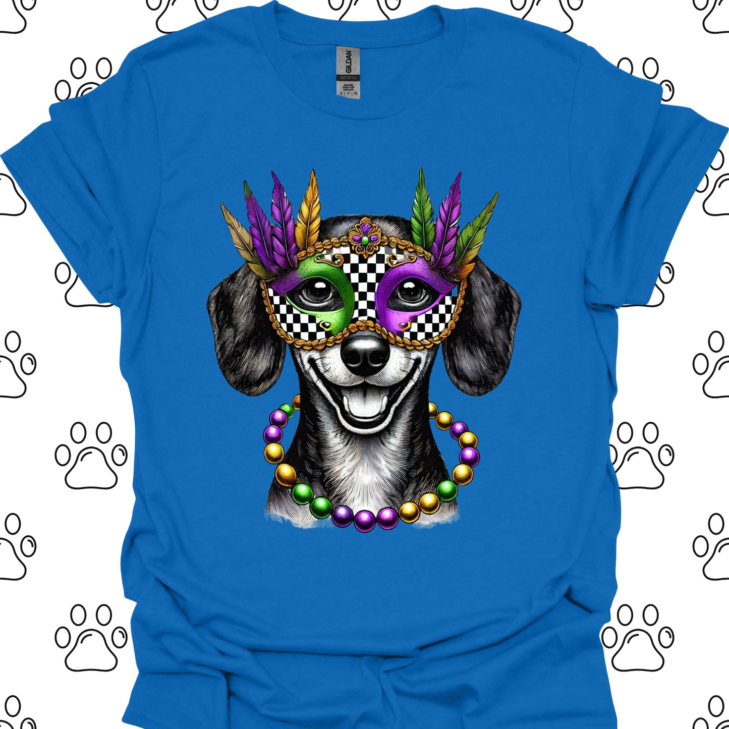 Dachshund Mardi Gras Mask T-Shirt