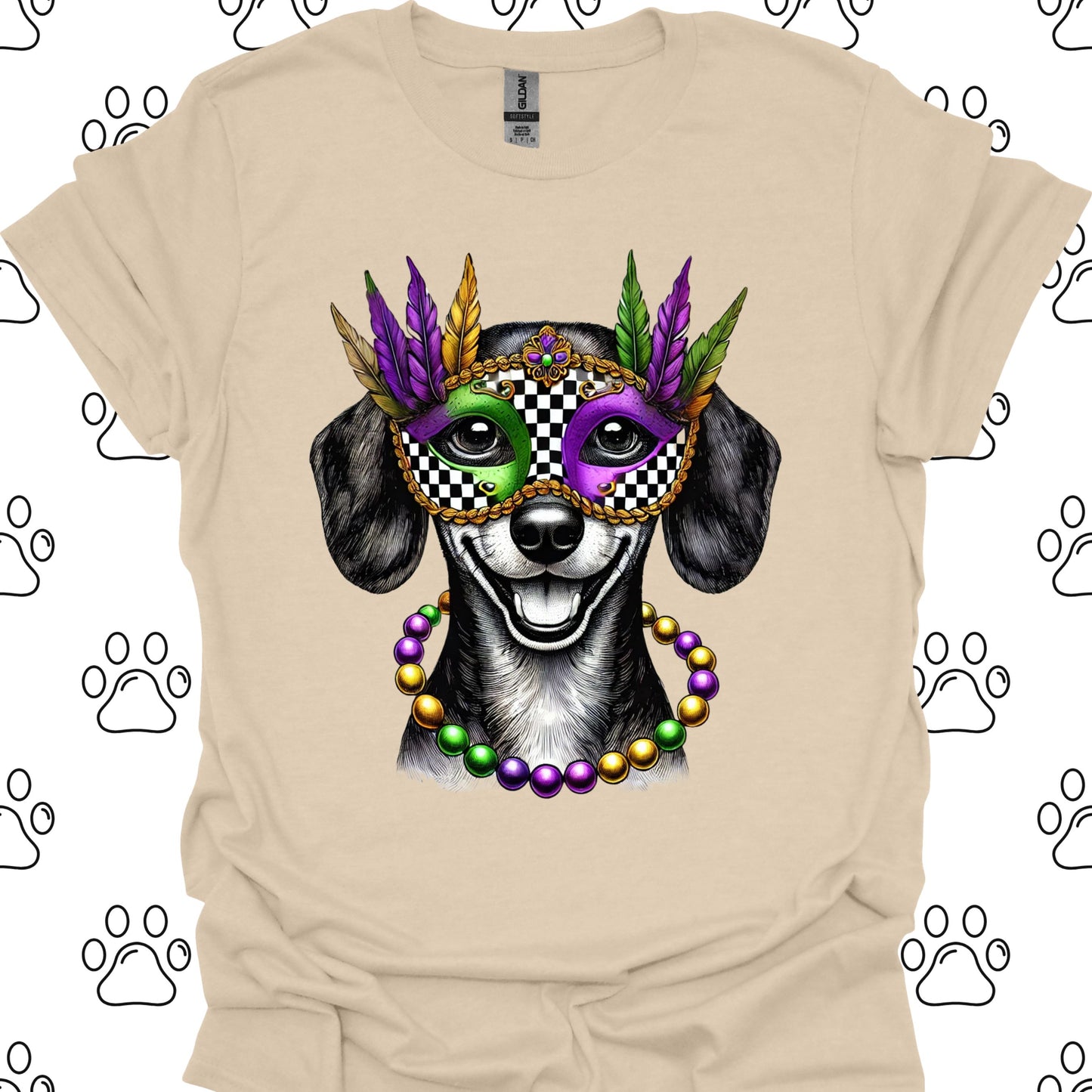 Dachshund Mardi Gras Mask T-Shirt