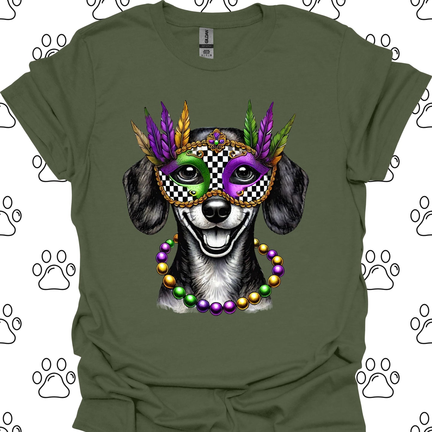 Dachshund Mardi Gras Mask T-Shirt