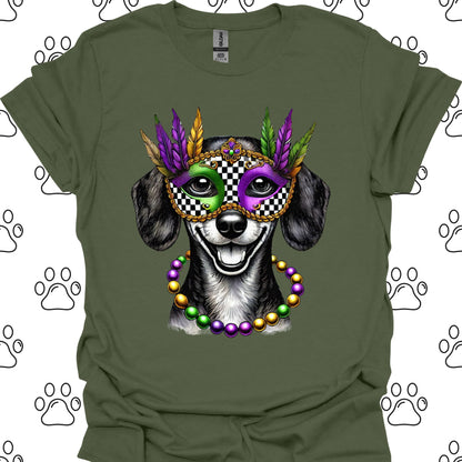 Dachshund Mardi Gras Mask T-Shirt