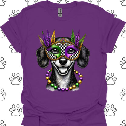 Dachshund Mardi Gras Mask T-Shirt