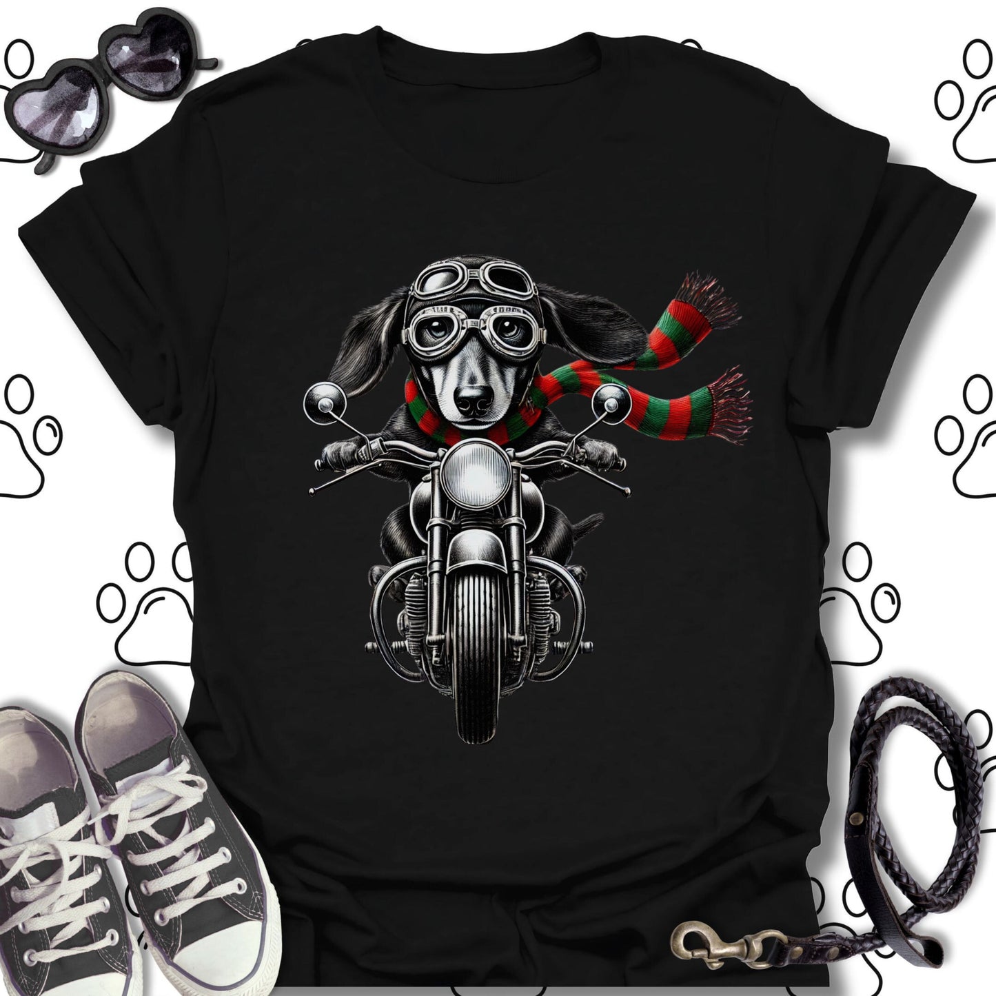 Dachshund Christmas Biker Shirt