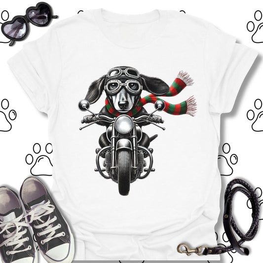 Dachshund Christmas Biker Shirt