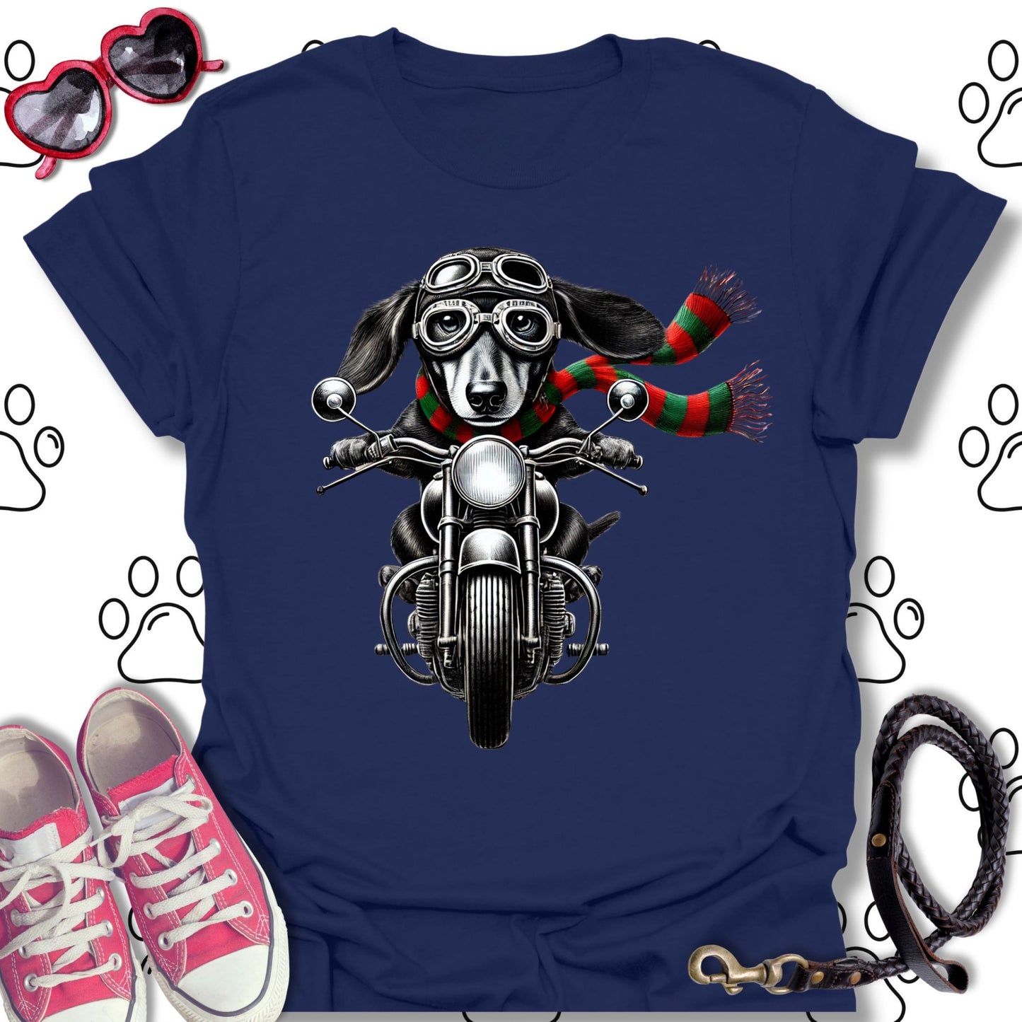 Dachshund Christmas Biker Shirt