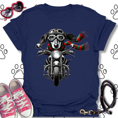 Dachshund Christmas Biker Shirt