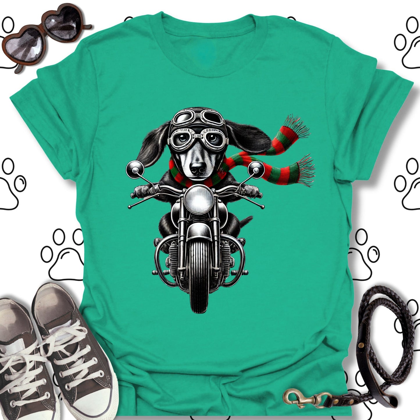 Dachshund Christmas Biker Shirt