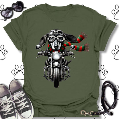 Dachshund Christmas Biker Shirt