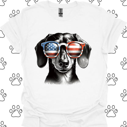 Dachshund Patriotic Flag Sunglasses T-Shirt