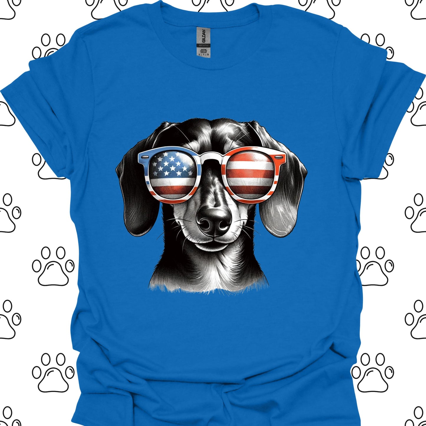 Dachshund Patriotic Flag Sunglasses T-Shirt