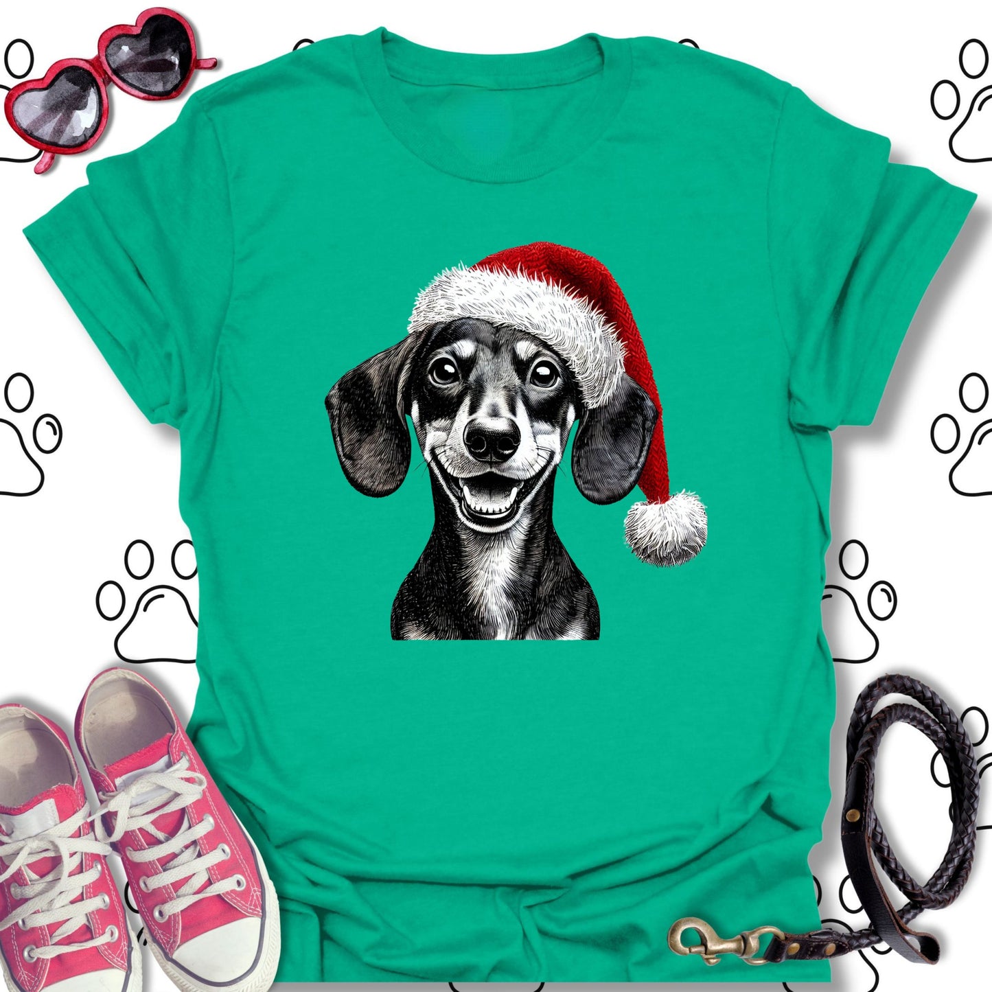 Dachshund Christmas Santa Hat Shirt