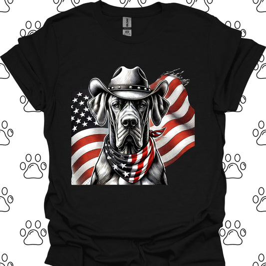 Great Dane Patriotic Cowboy Flag T-Shirt