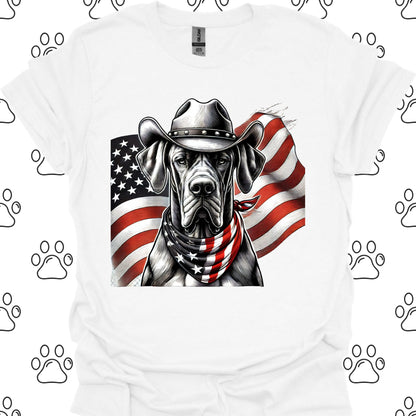 Great Dane Patriotic Cowboy Flag T-Shirt