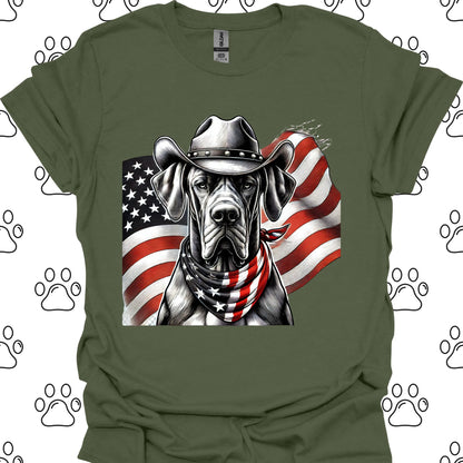 Great Dane Patriotic Cowboy Flag T-Shirt