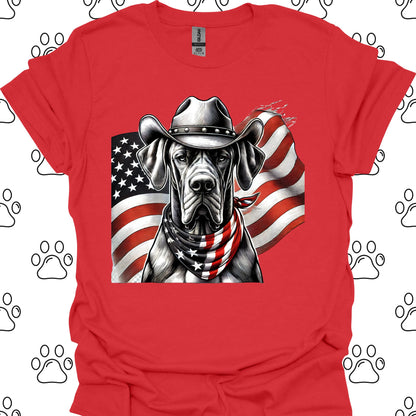 Great Dane Patriotic Cowboy Flag T-Shirt