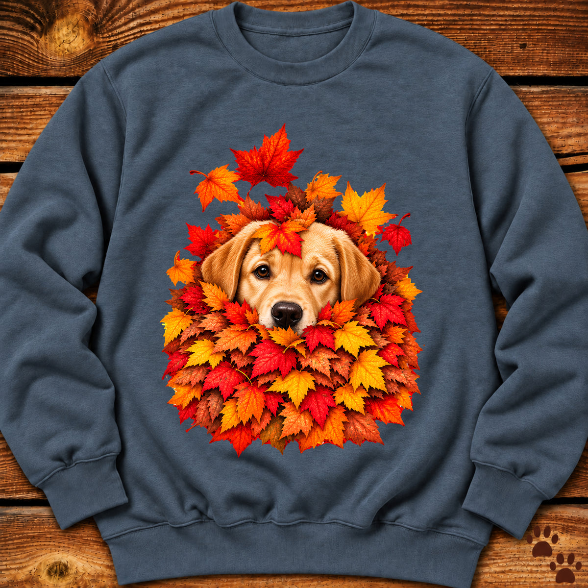 Yellow Labrador Retriever Leaf Pile Crewneck