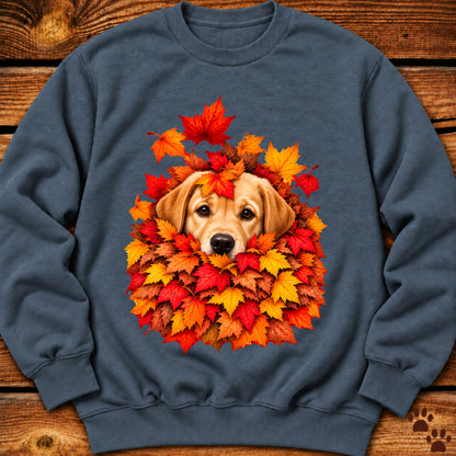 Yellow Labrador Retriever Leaf Pile Crewneck