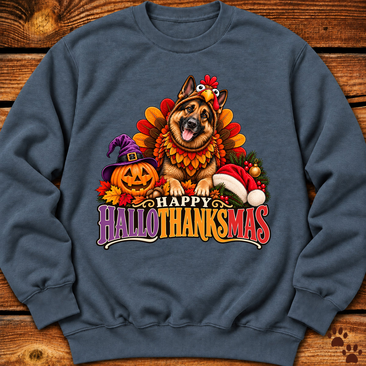 Happy Hallothanksmas German Shepherd Turkey Sweatshirt
