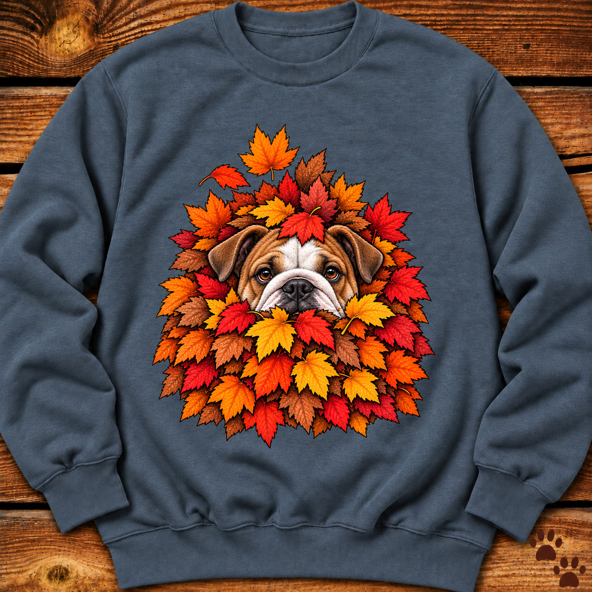 Bulldog Leaf Pile Crewneck