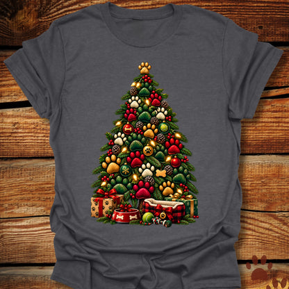 Dog Paw Christmas Tree T-Shirt