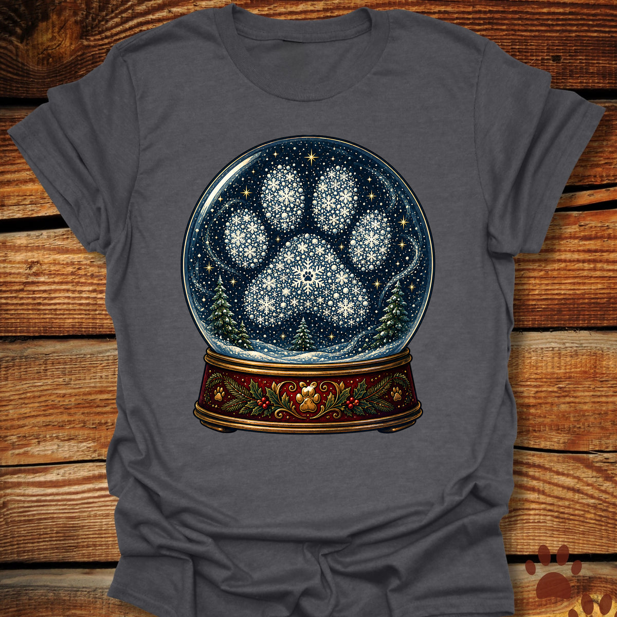Dog Paw Snow Globe T-Shirt