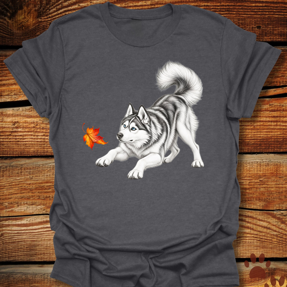 Siberian Husky Fall Leaf T-Shirt