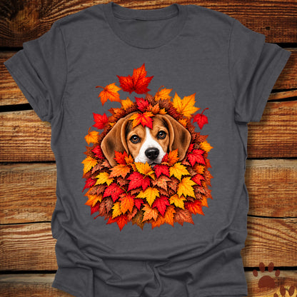 Beagle Leaf Pile T-Shirt - Front & Back Print