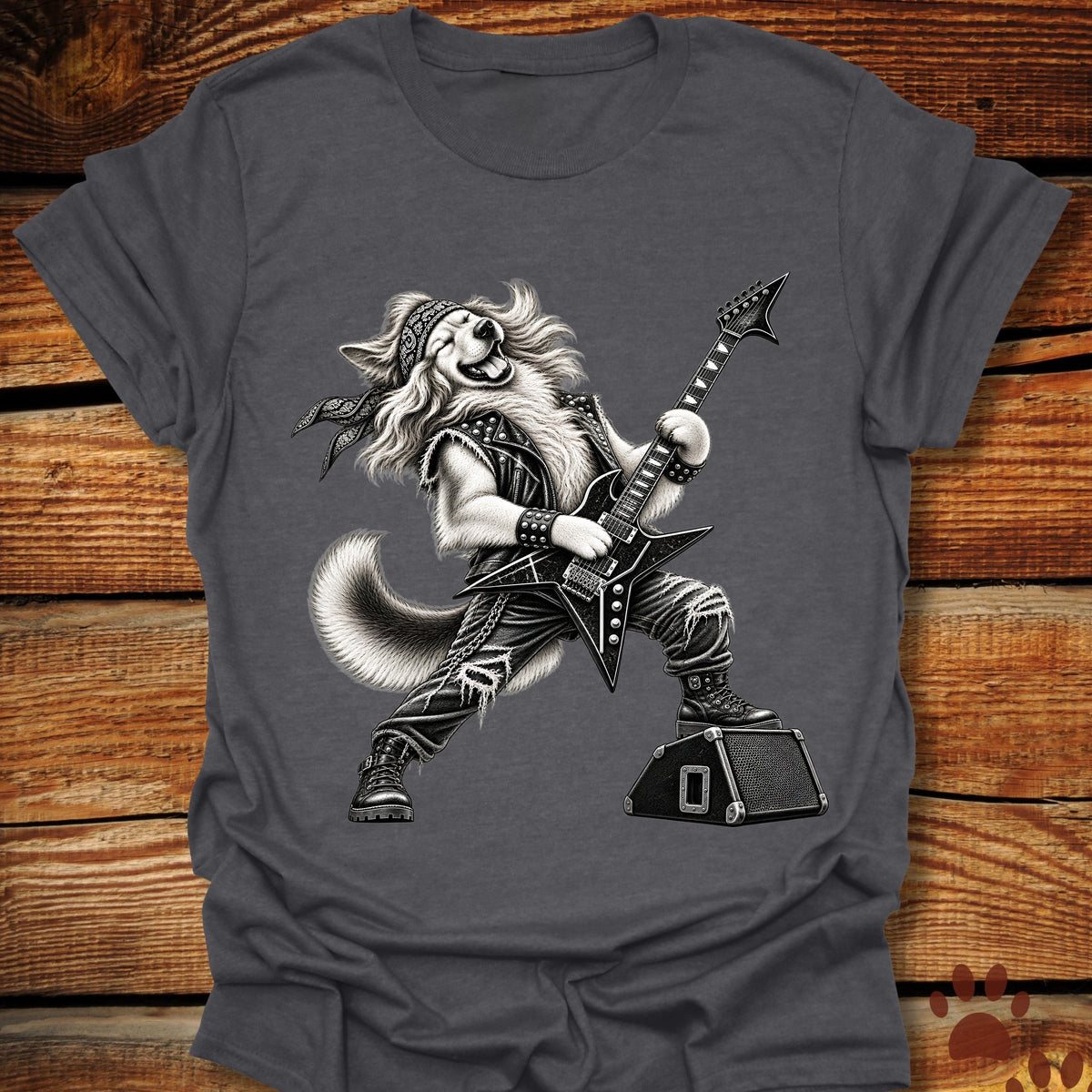 Golden Retriever Heavy Metal Guitar T-Shirt