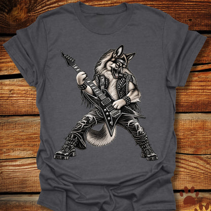 German Shepherd Heavy Metal Guitar T-Shirt