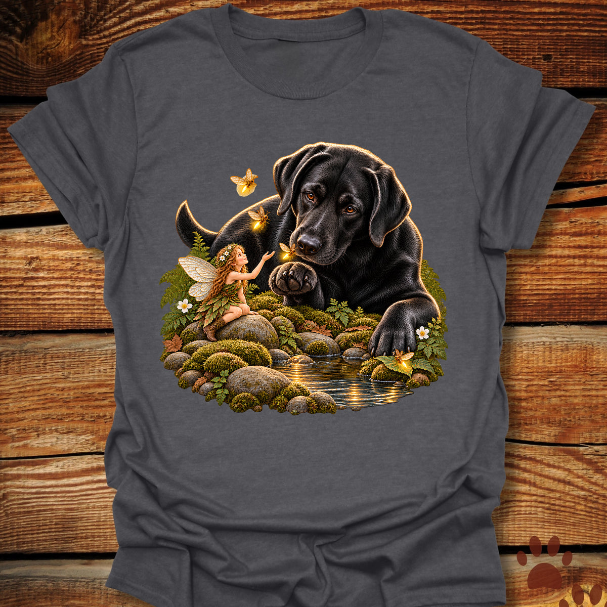 Black Lab and Fairy Fireflies T-Shirt