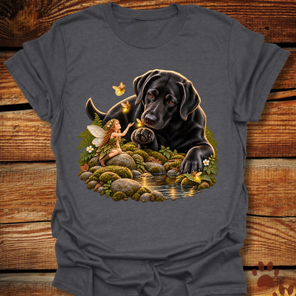 Black Lab and Fairy Fireflies T-Shirt