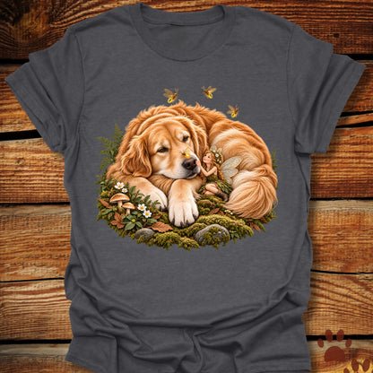 Golden Retriever and Fairy Fireflies T-Shirt