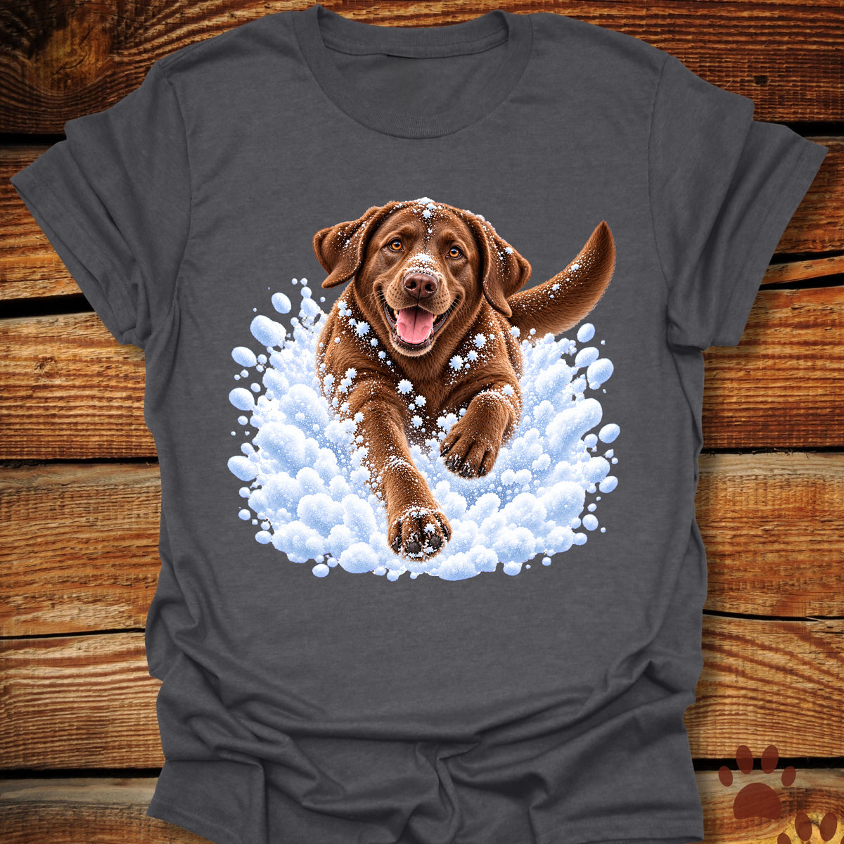 Chocolate Labrador Snow Day T-Shirt - Front & Back Print