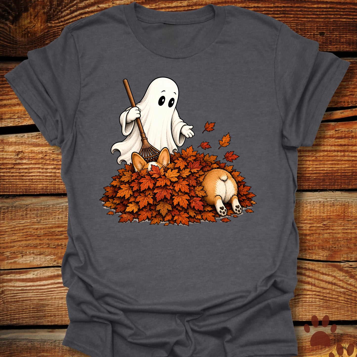 Corgi Leaf Pile T-Shirt