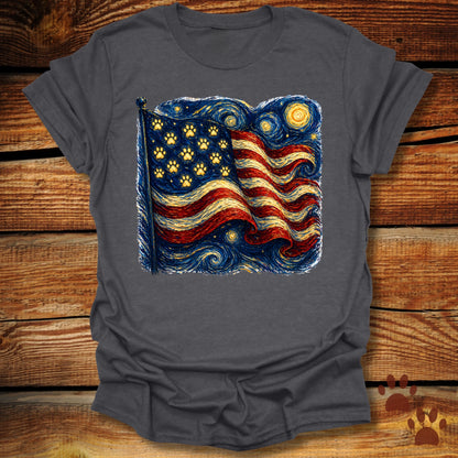 Starry Night Paw Flag T-Shirt