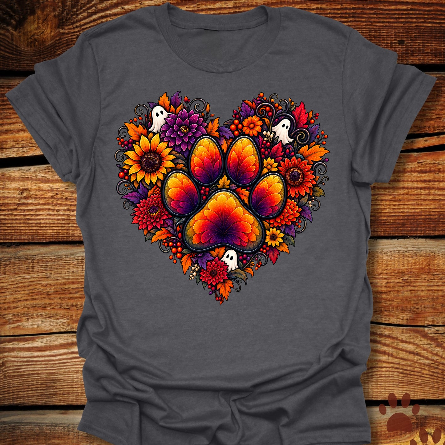 Hidden Ghost Paw Heart T-Shirt