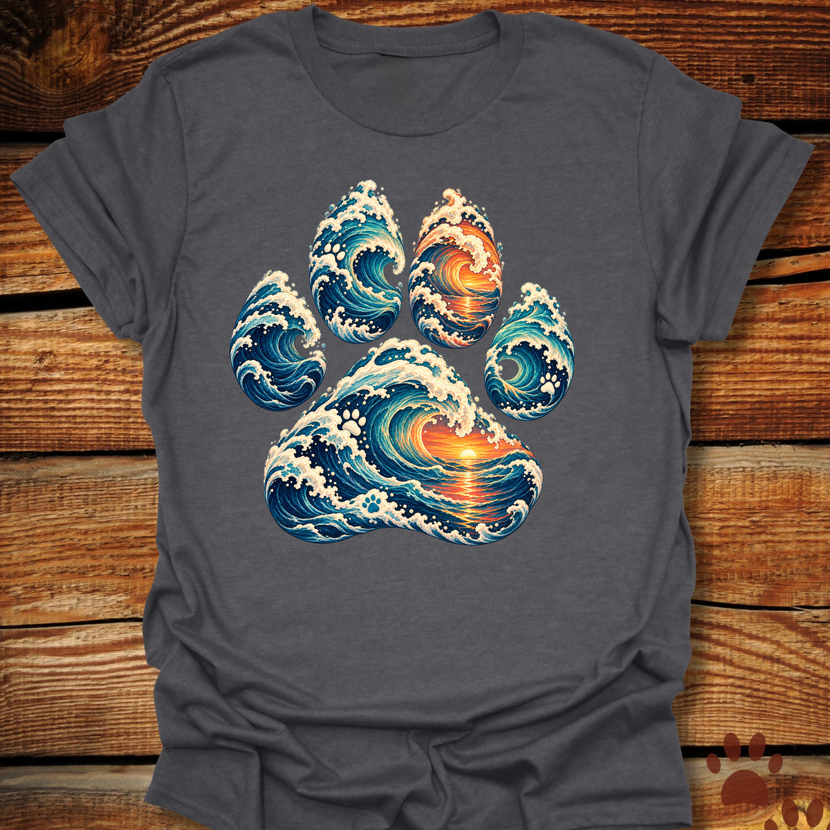 Ocean Sunset Wave Paw T-Shirt