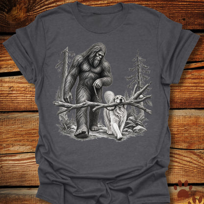 Bigfoot Golden Retriever Woodland T-Shirt