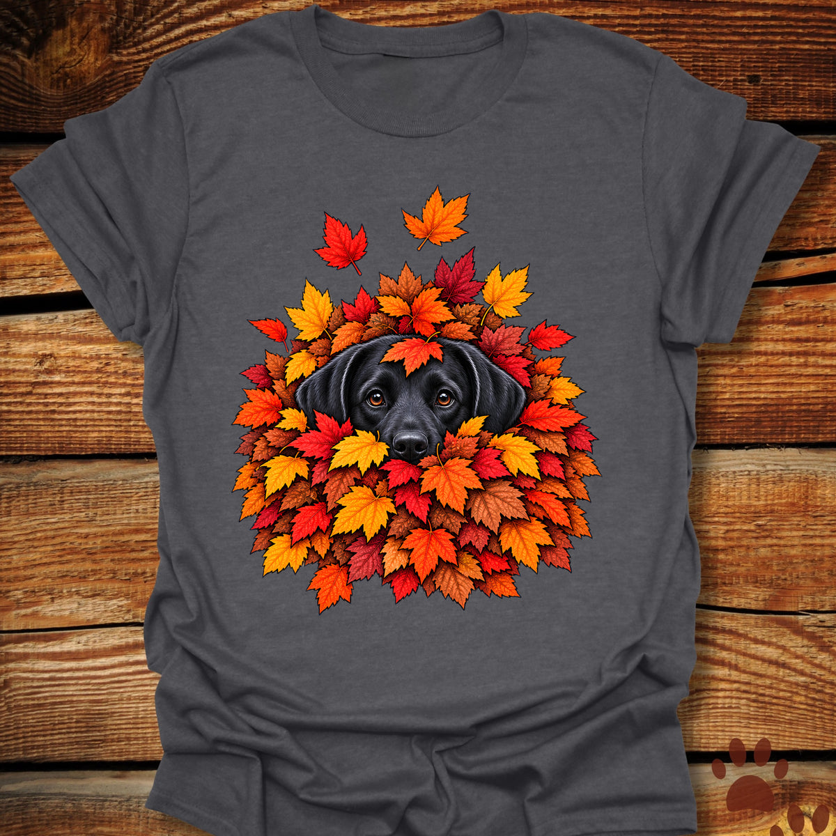 Labrador Retriever Leaf Pile T-Shirt - Front & Back Print