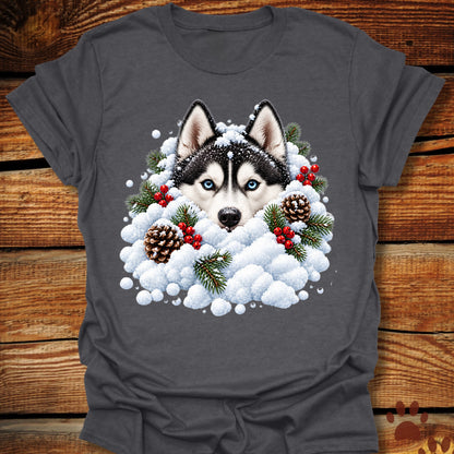 Husky Snowbank T-Shirt - Front & Back Print
